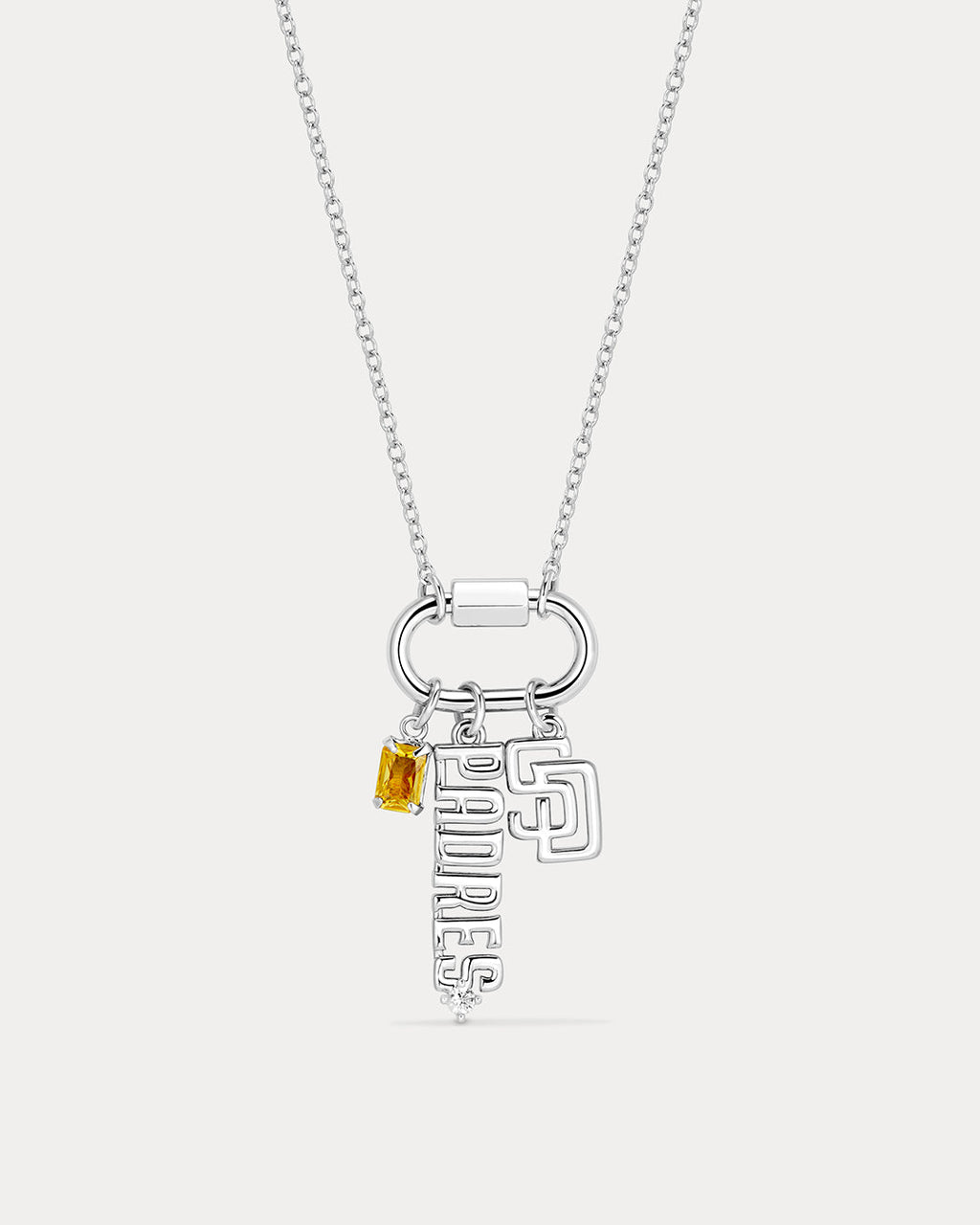 MLB Logo Charm Carabiner Necklace - Silver in Gold — alternate view 2