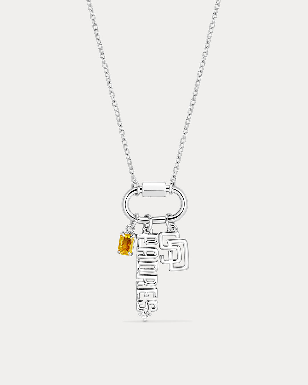 MLB Logo Charm Carabiner Necklace - Silver in Gold — alternate view 2