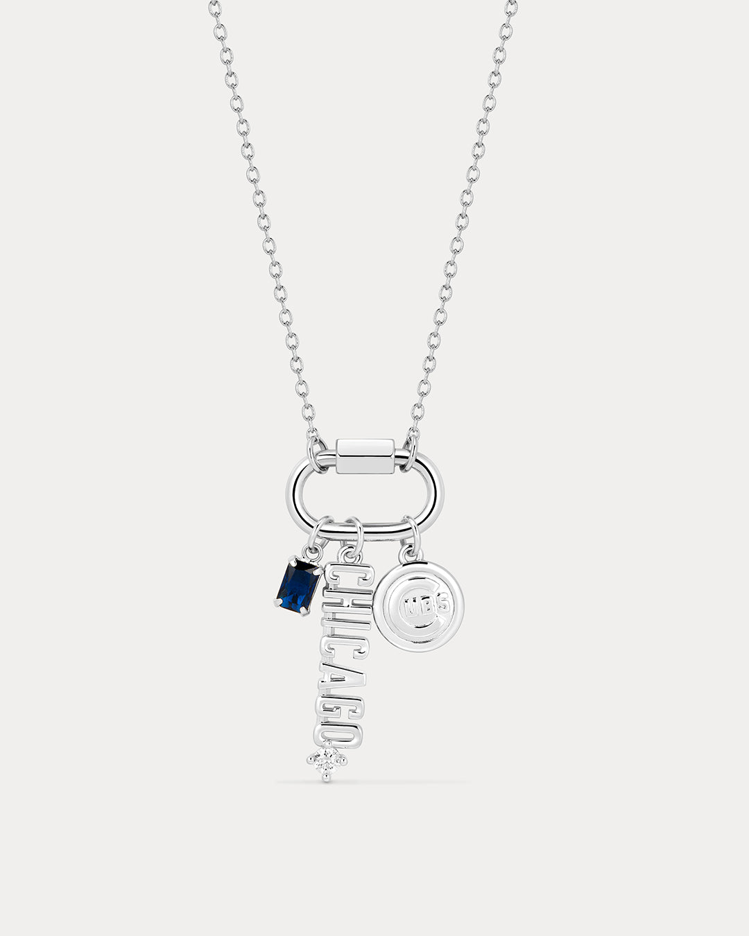 MLB Logo Charm Carabiner Necklace - Silver in Gold — another angle 2