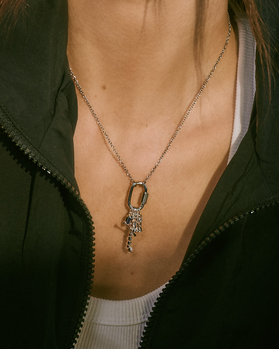 MLB Logo Charm Carabiner Necklace - Silver — alternate view