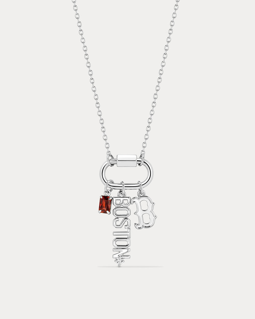 MLB Logo Charm Carabiner Necklace - Silver — another angle