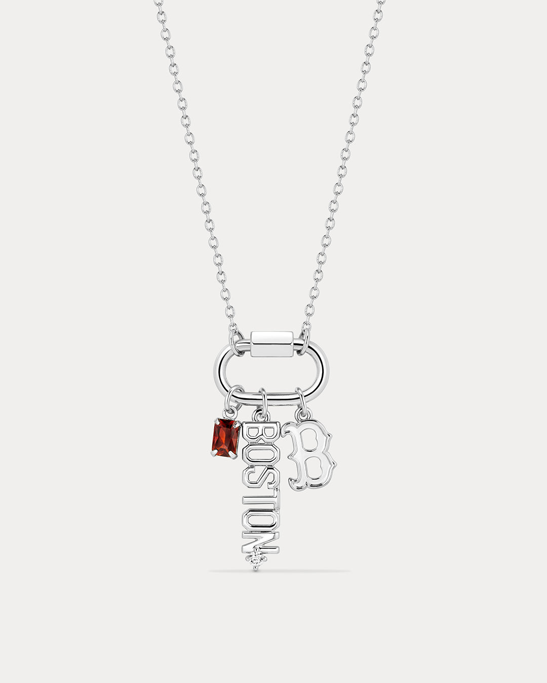 MLB Logo Charm Carabiner Necklace - Silver — another angle