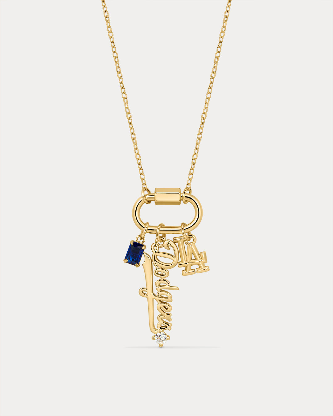 MLB Logo Charm Carabiner Necklace - Gold