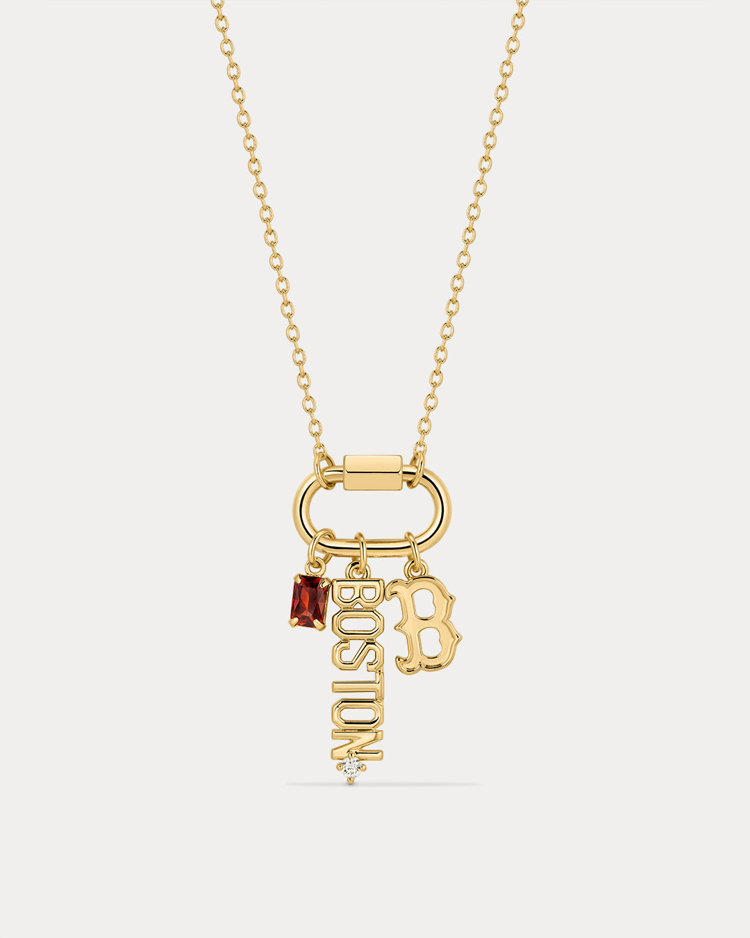 MLB Logo Charm Carabiner Necklace - Gold — alternate view 2