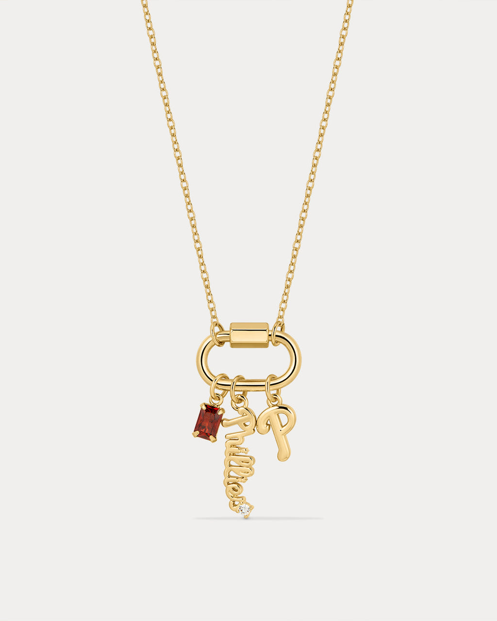 MLB Logo Charm Carabiner Necklace - Gold — detail view 2