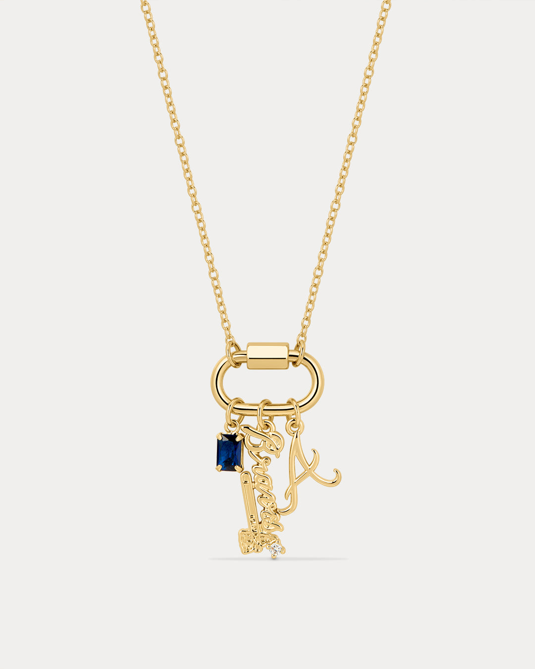 MLB Logo Charm Carabiner Necklace - Gold — alternate angle 2