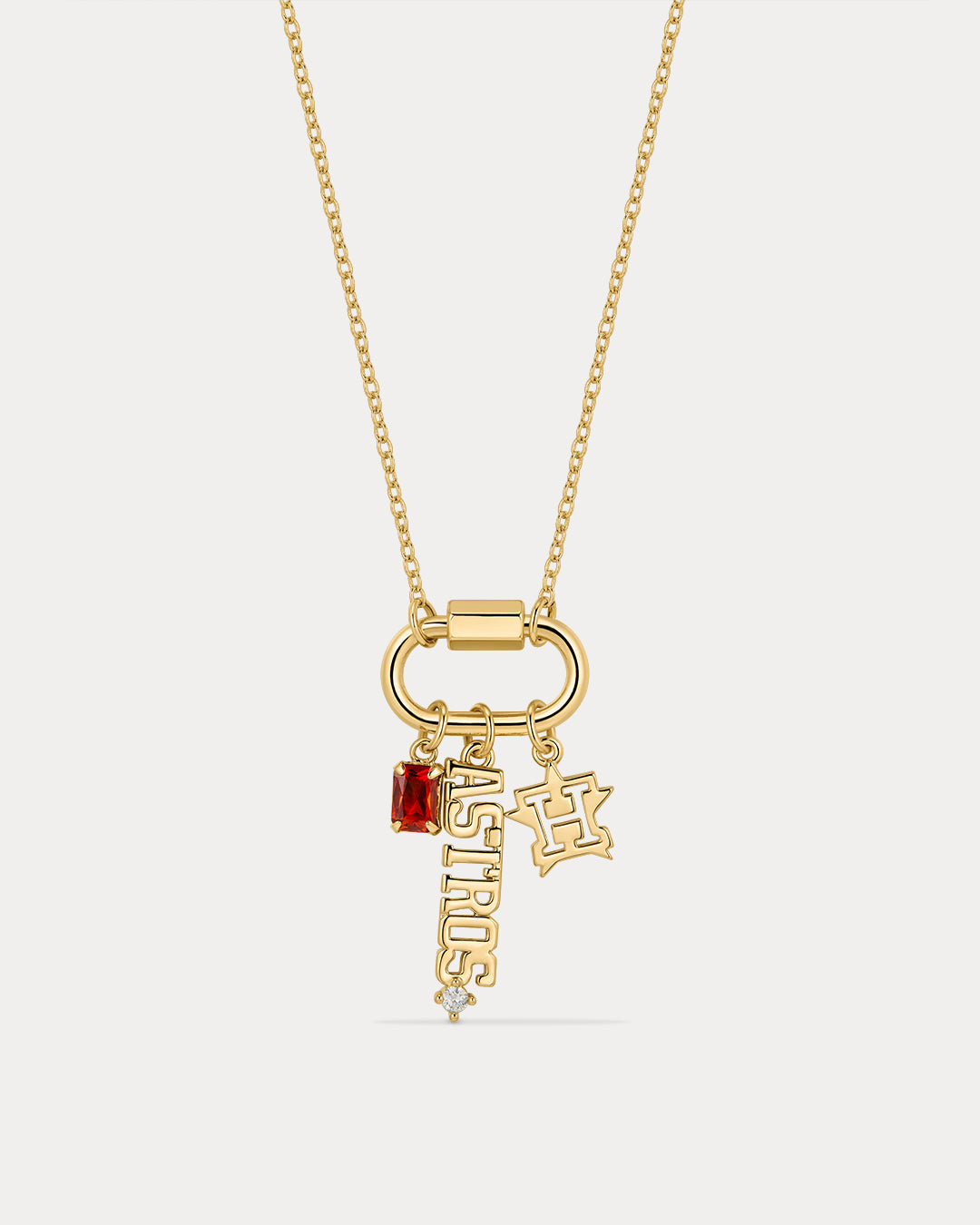 MLB Logo Charm Carabiner Necklace - Gold — alternate view 2 2