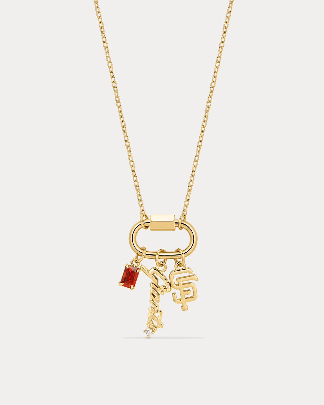 MLB Logo Charm Carabiner Necklace - Gold — alternate view 3