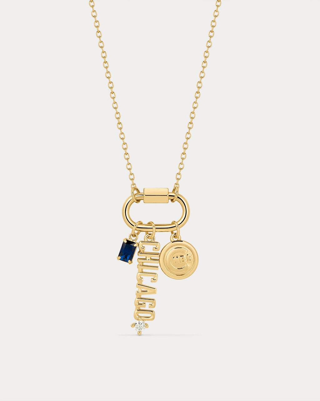 MLB Logo Charm Carabiner Necklace - Gold — another angle
