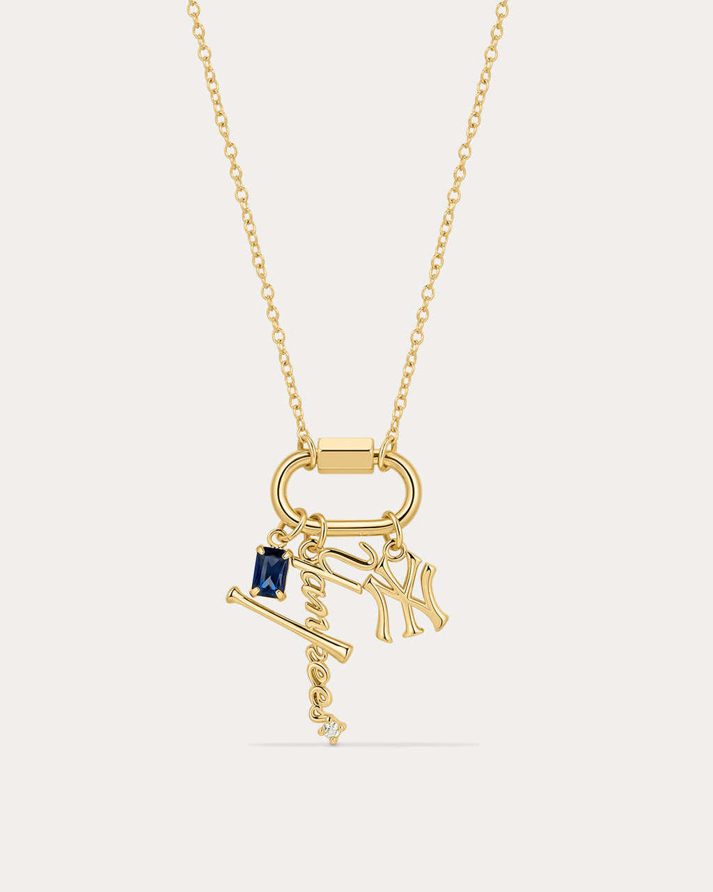 MLB Logo Charm Carabiner Necklace - Gold — alternate view 2