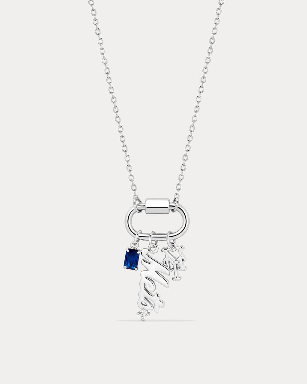 MLB Logo Charm Carabiner Necklace - Silver — detail view 3