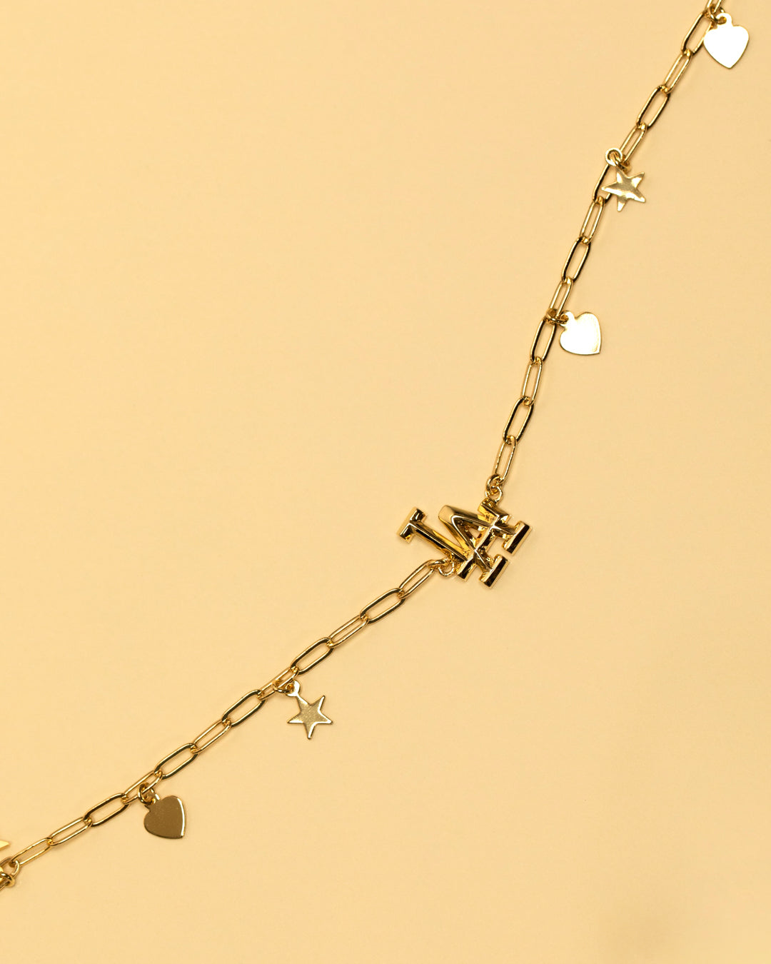 MLB Star + Hearts Logo Charm Necklace - Gold — detail view
