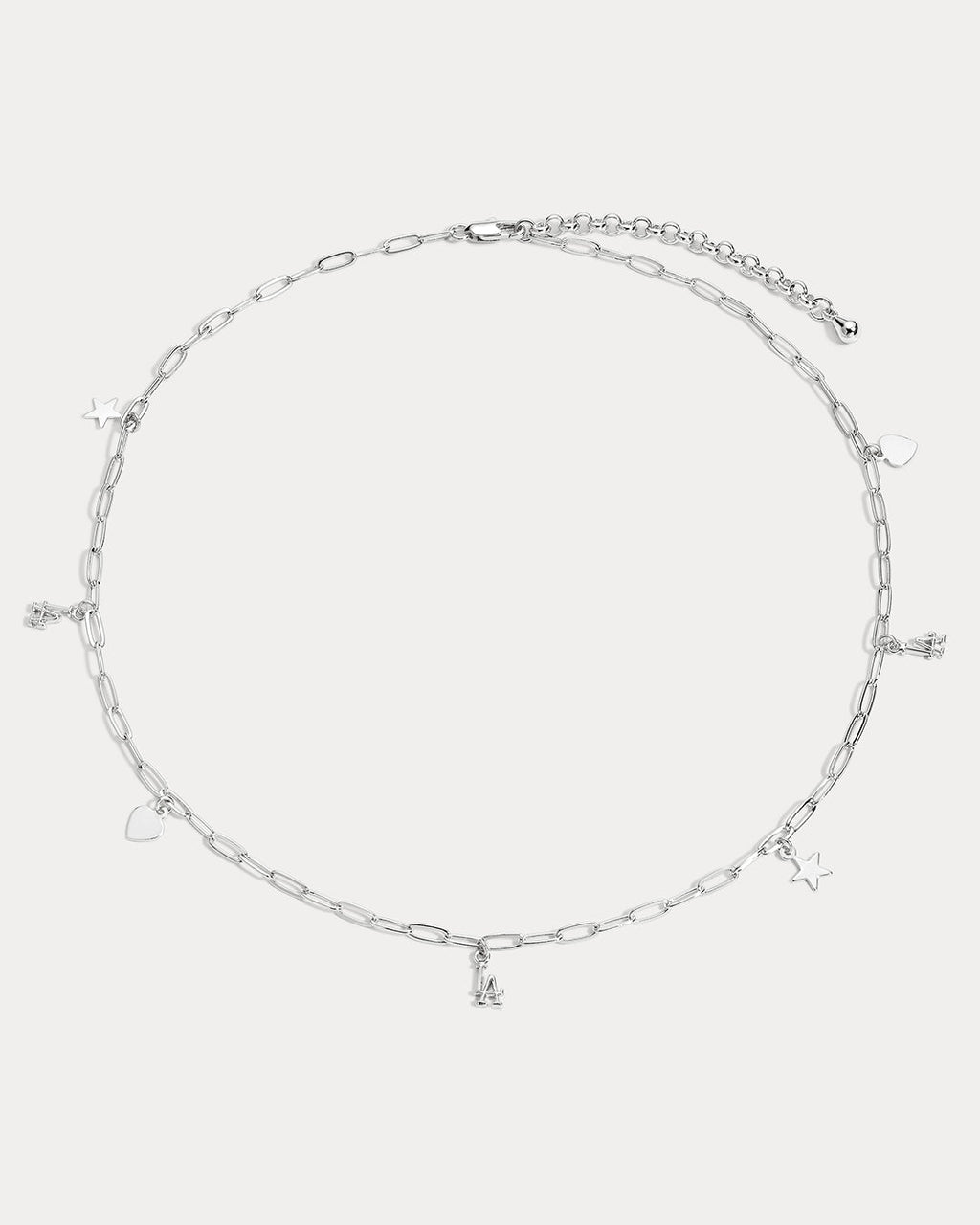 MLB Star + Hearts Logo Charm Necklace - Silver
