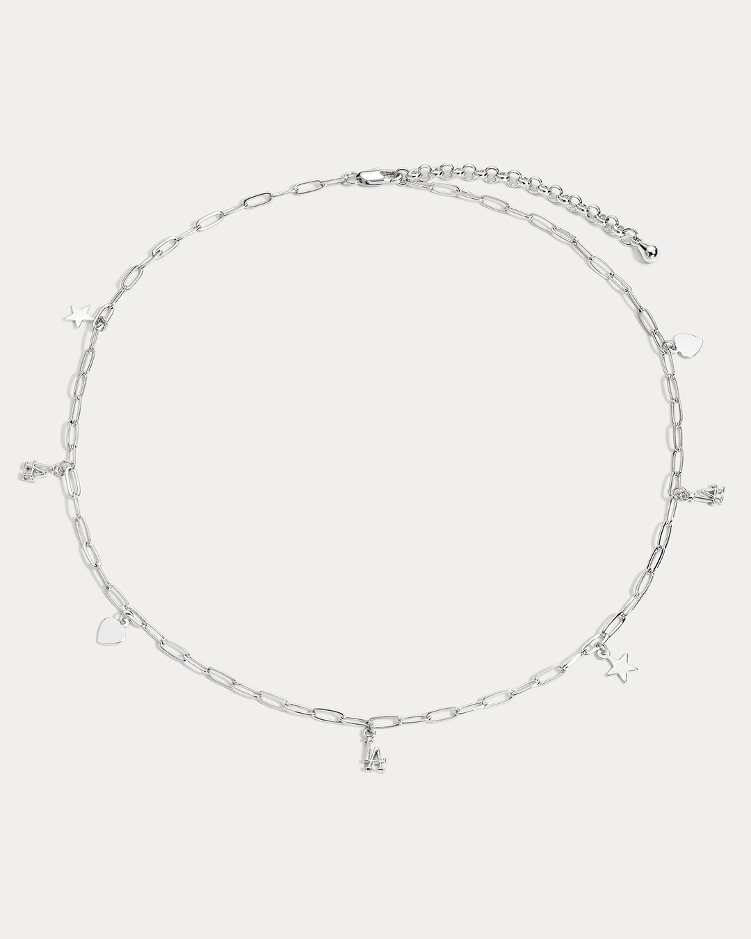 MLB Star + Hearts Logo Charm Necklace - Silver