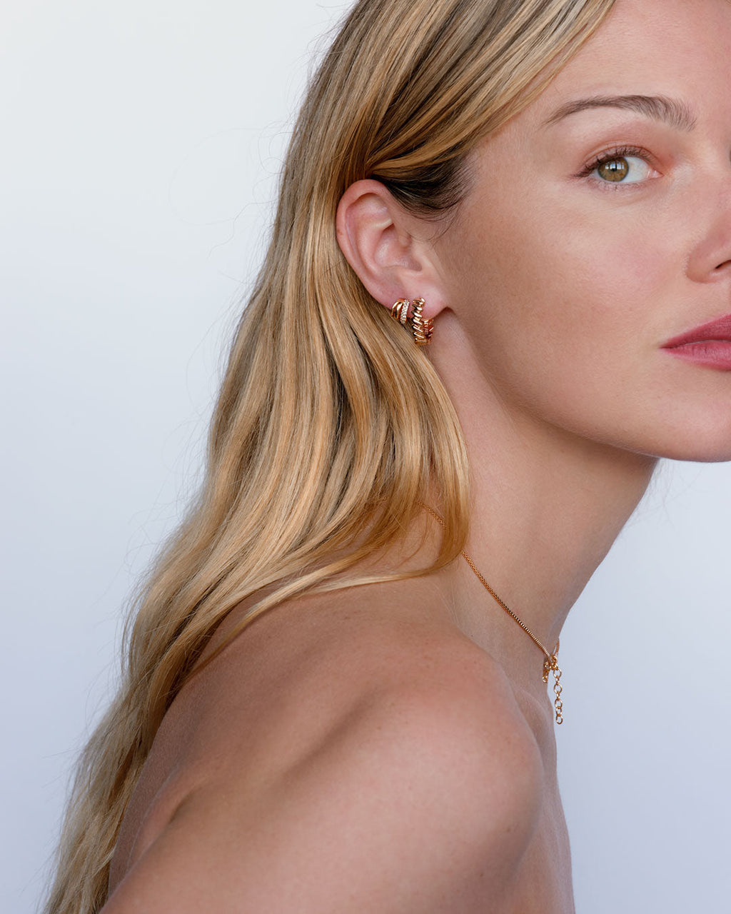 Multi Piercing Huggies (Gold Ships Mid September) - Hoops — alternate angle