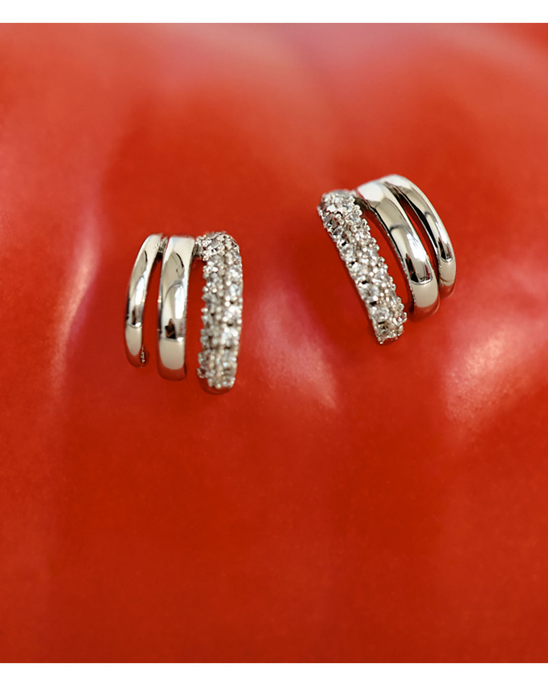 Multi Piercing Huggies (Gold Ships Mid September) in Silver - Hoops — detail view