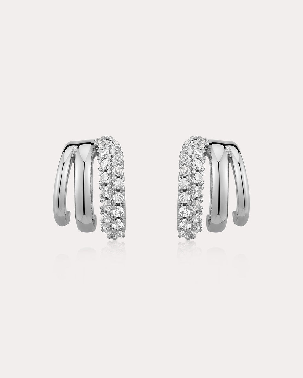 Multi Piercing Huggies (Gold Ships Mid September) in Silver - Hoops — alternate view