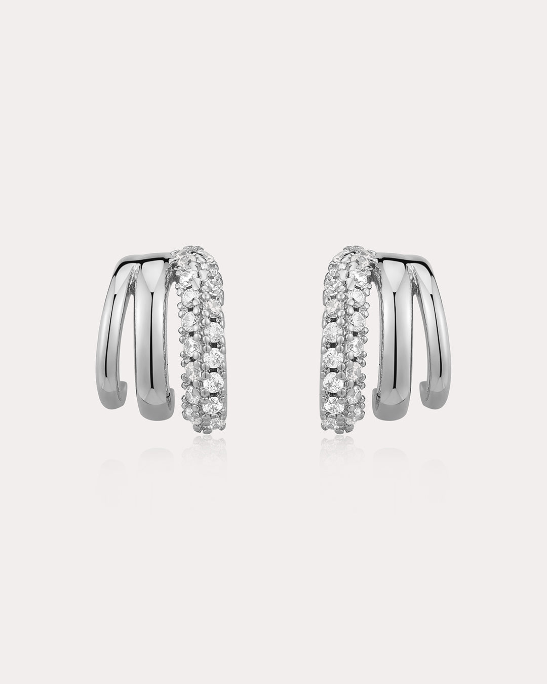 Multi Piercing Huggies (Gold Ships Mid September) in Silver - Hoops — alternate view