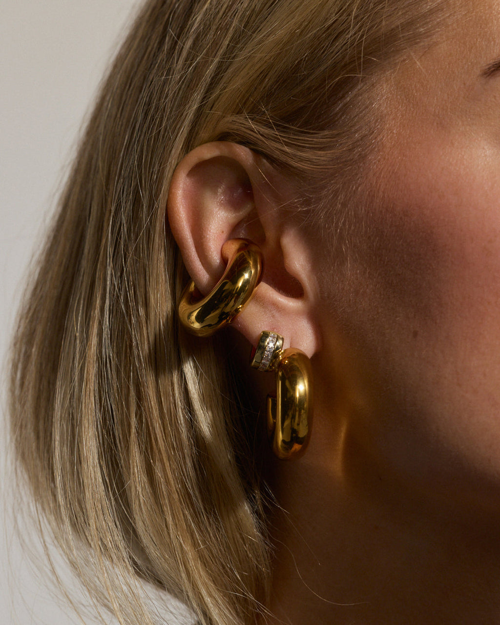 Noemi Ear Cuff Set - Silver in Gold - Earrings — alternate view