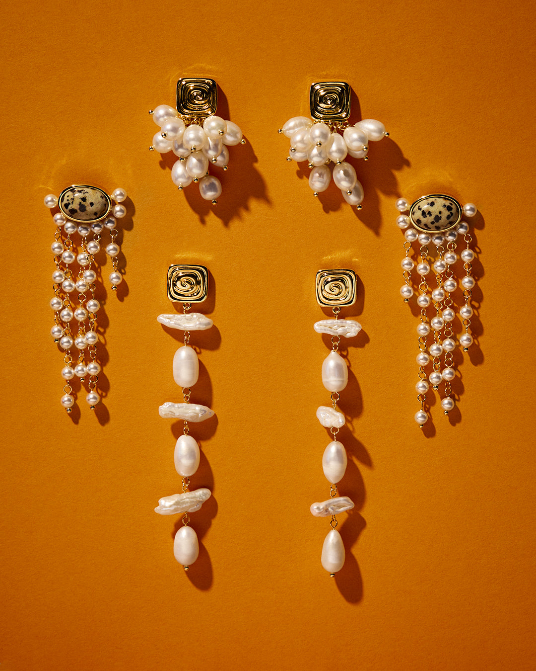 Palma Pearl Studs - Gold - Earrings — alternate view 2