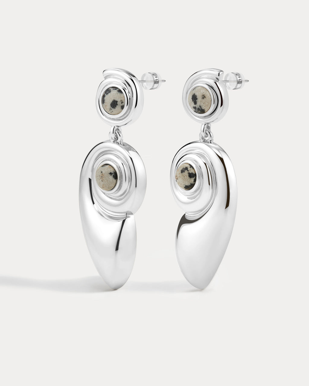 Palma Shell Statement Earrings - Silver