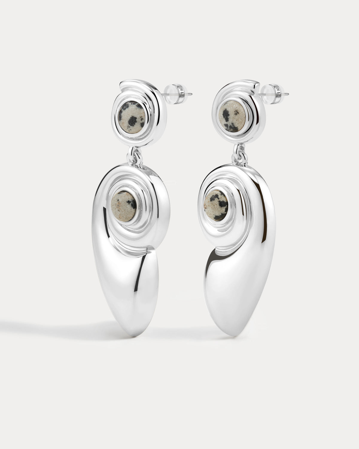 Palma Shell Statement Earrings - Silver