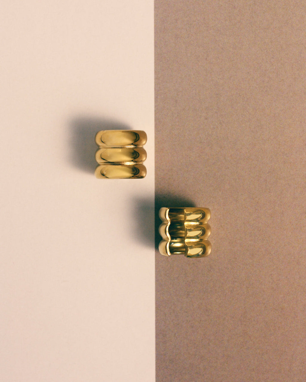 Ridged Positano Ear Cuff Set - Gold - Earrings — alternate view