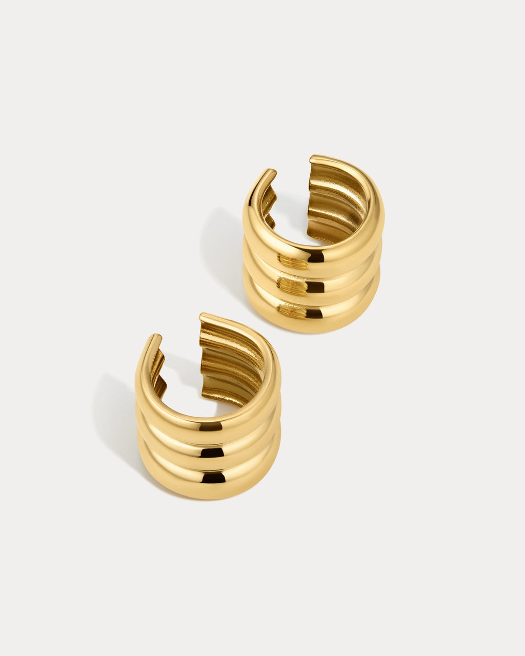 Ridged Positano Ear Cuff Set - Gold - Earrings