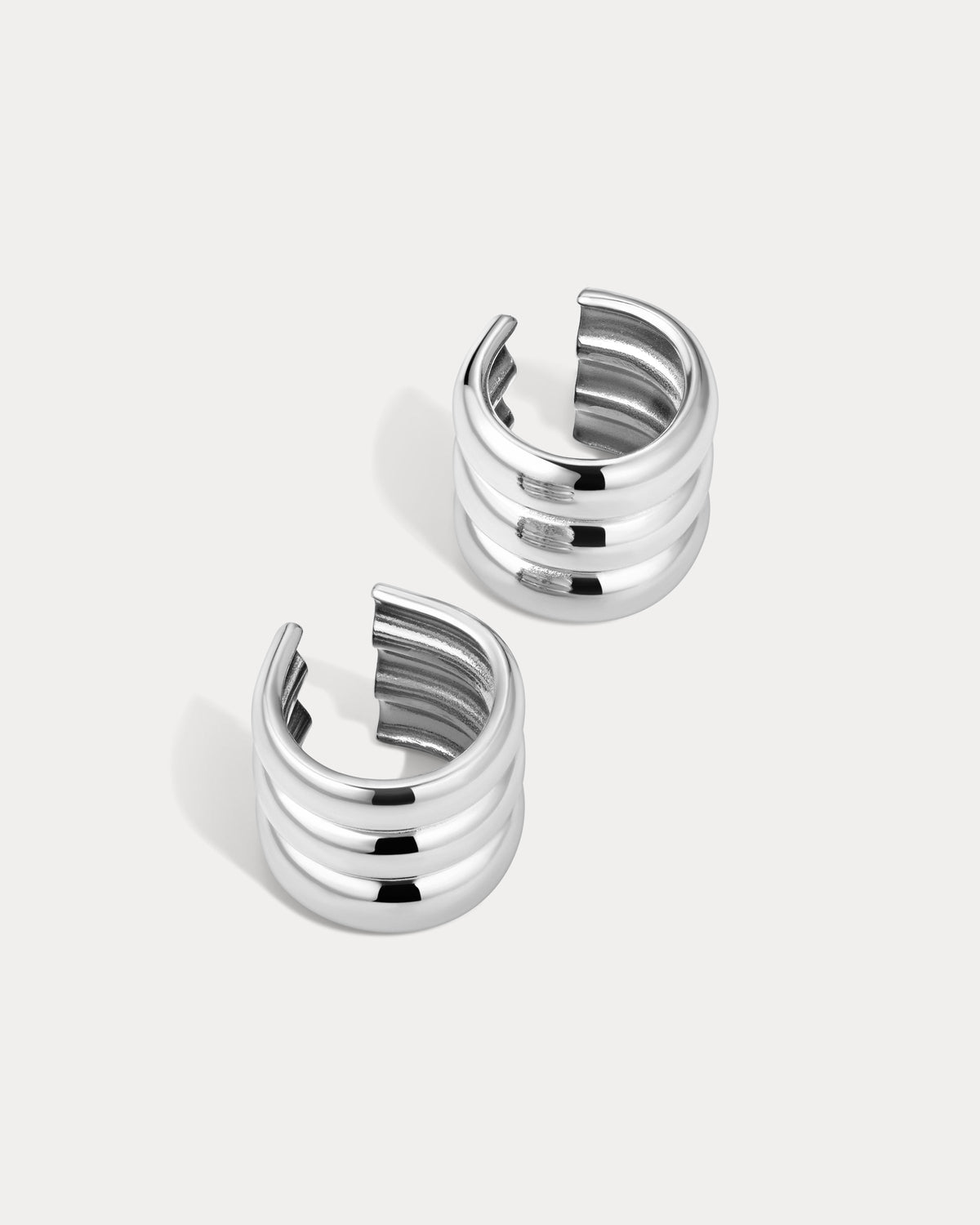 Ridged Positano Ear Cuff Set - Silver - Earrings