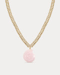 Rose Quartz Rio Rhinestone Necklace - Gold
