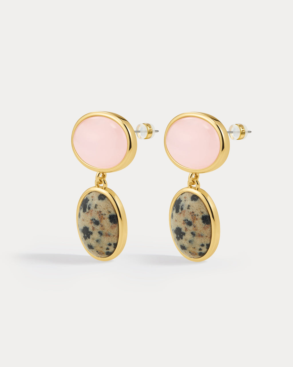 Rose Quartz Palma Studs - Gold in Rose Gold