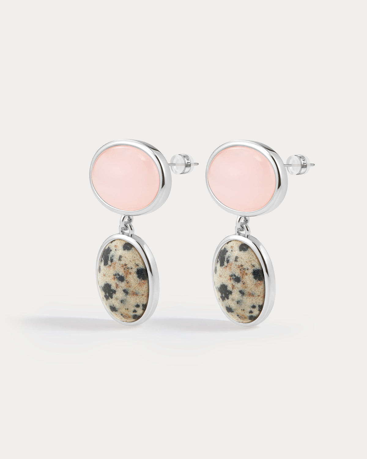 Rose Quartz Palma Studs - Silver in Rose Gold - Earrings