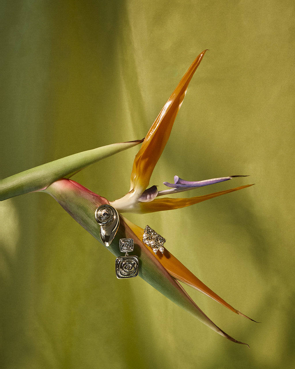 Seychelles Statement Earrings - Silver in Gold — detail view