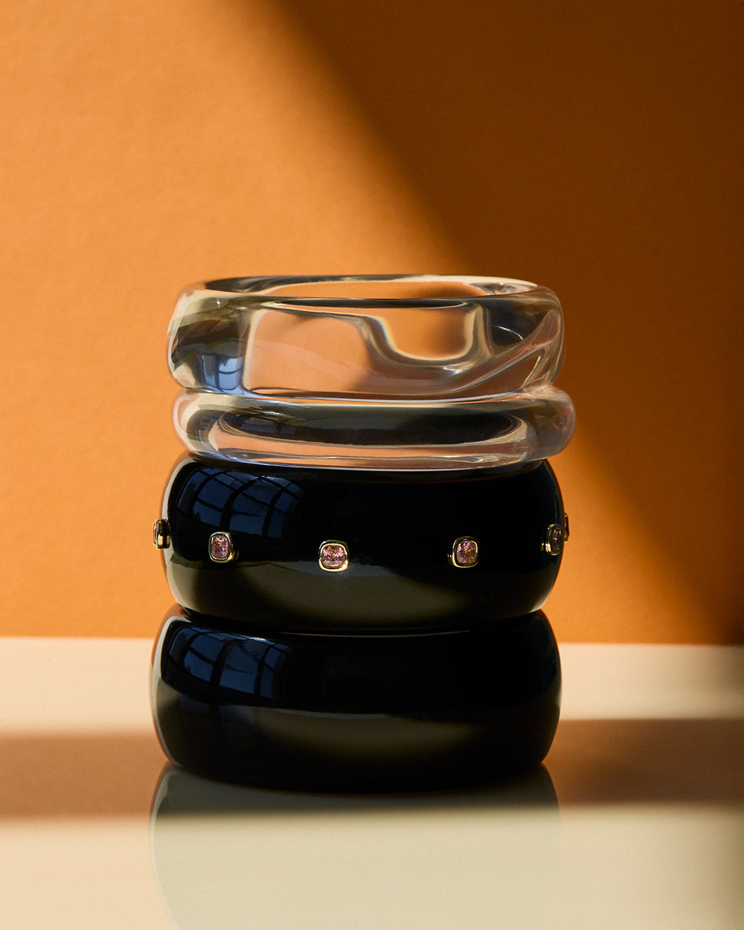 St. Lucia Lucite Cuff - Gold - Bracelets — alternate view