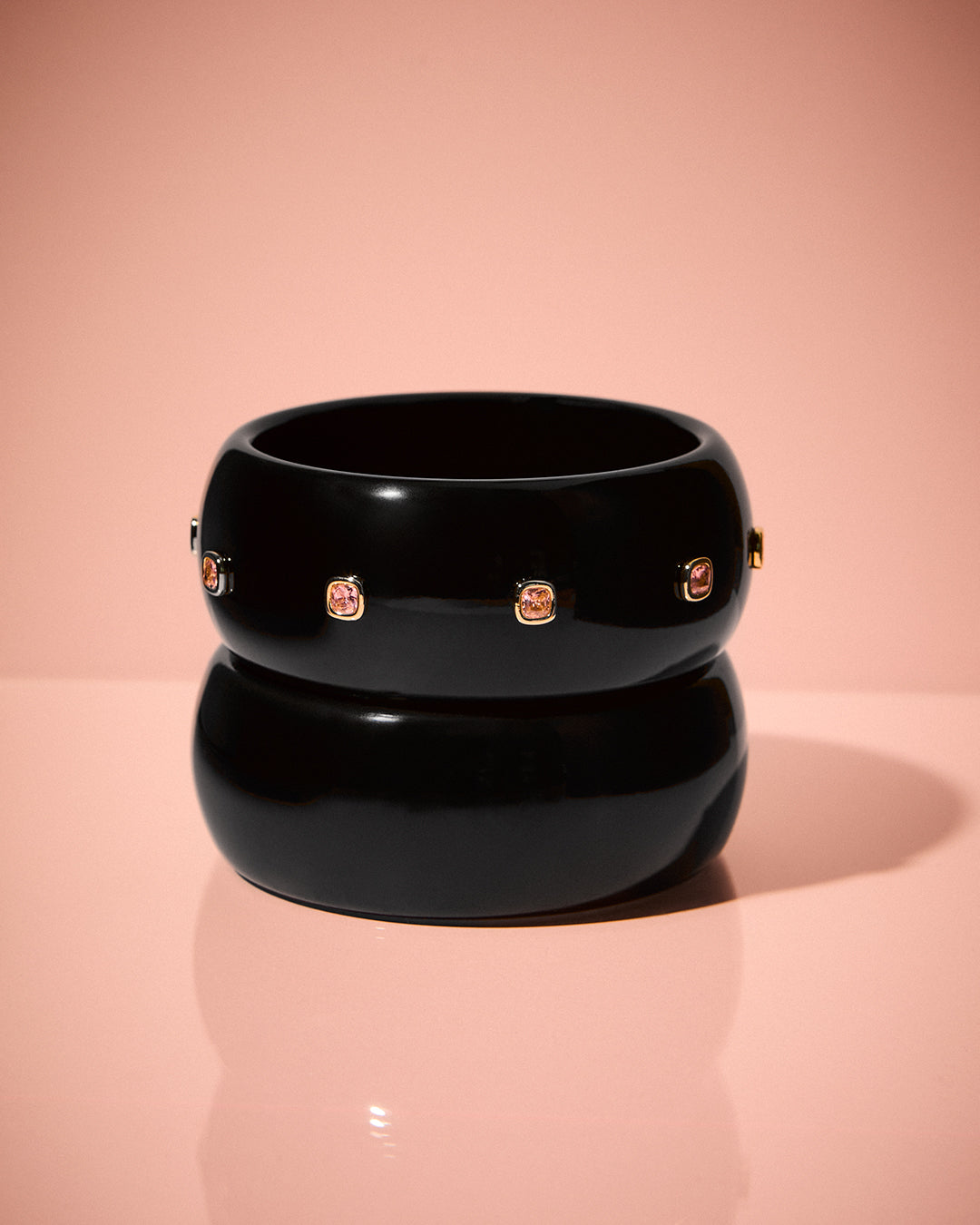 St. Lucia Lucite Cuff - Gold - Bracelets — another angle