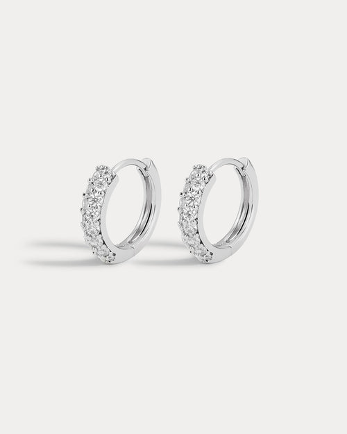 Baby Pavé Huggies - Silver - Earrings