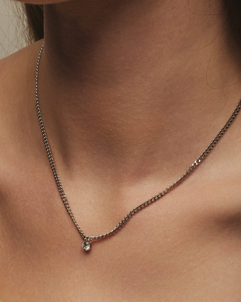 Bardot Stud Charm Necklace - Gold — worn view