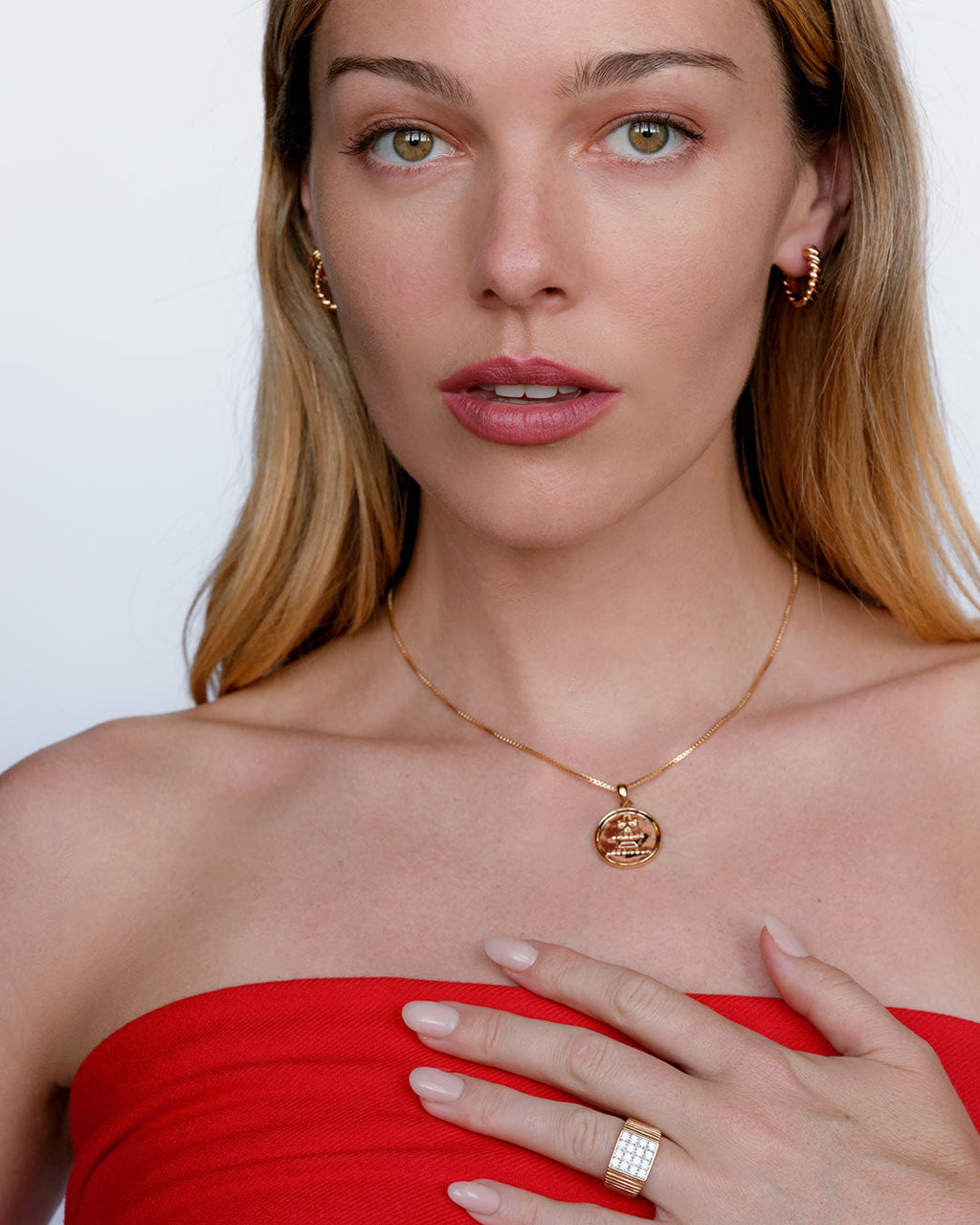 'I Love Jewelry' Coin Necklace — another angle