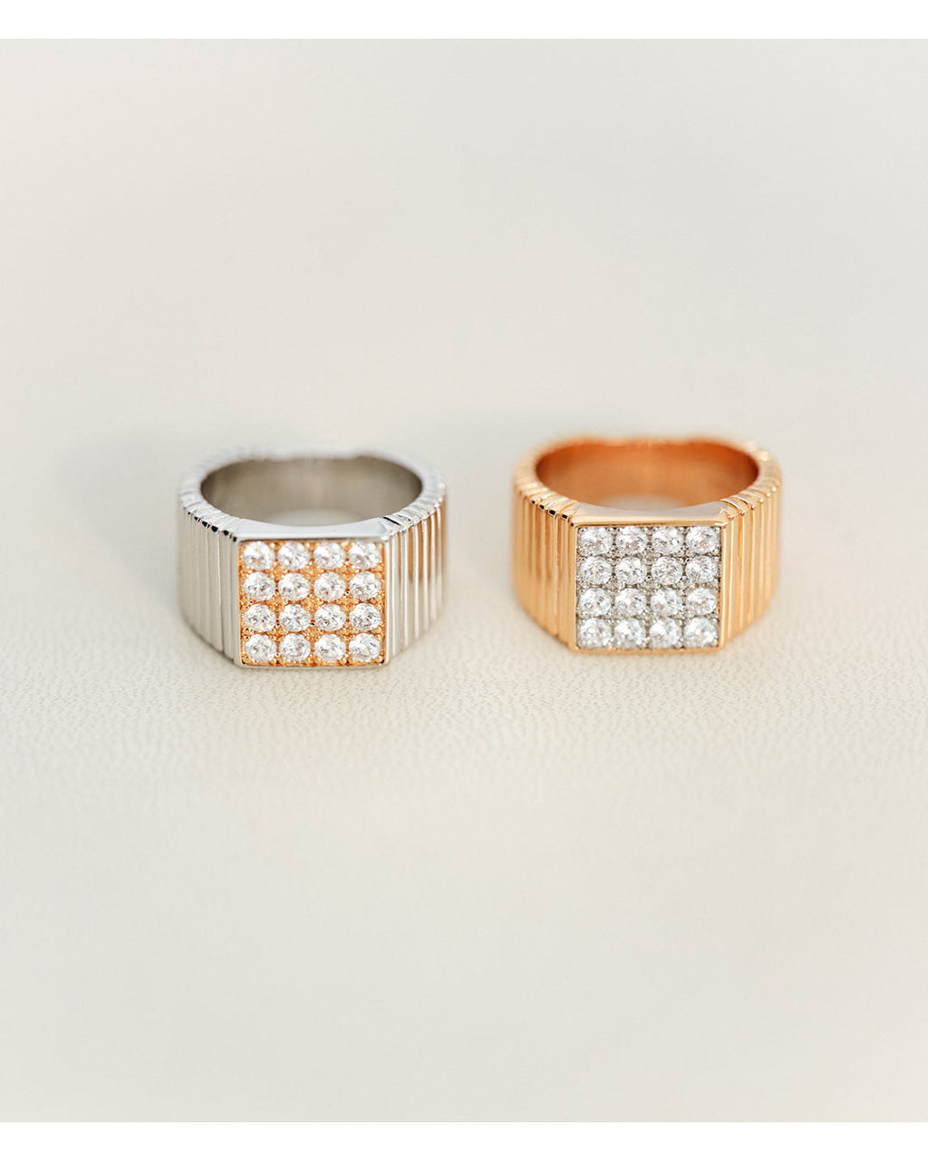 Pavé Square Signet Ring — detail view
