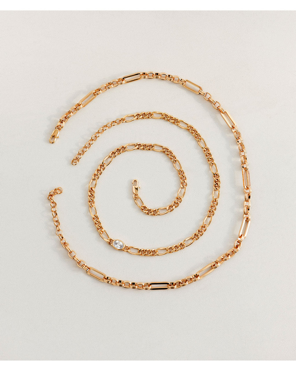 Oval Bezel Chain Necklace — alternate angle