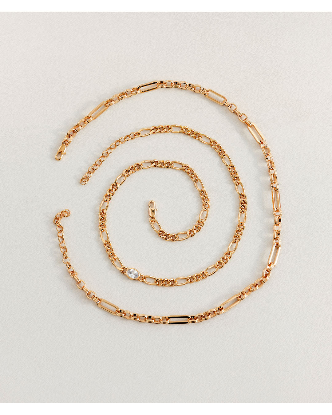 Oval Bezel Chain Necklace — alternate angle