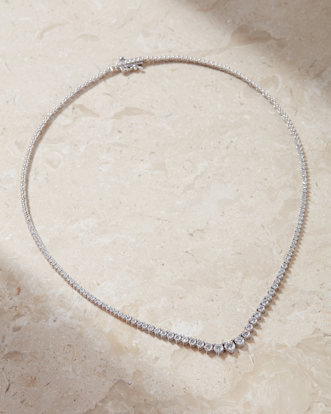 Graduated Tennis Necklace — detail view