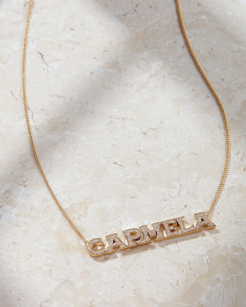 Pavé Nameplate Necklace — detail view