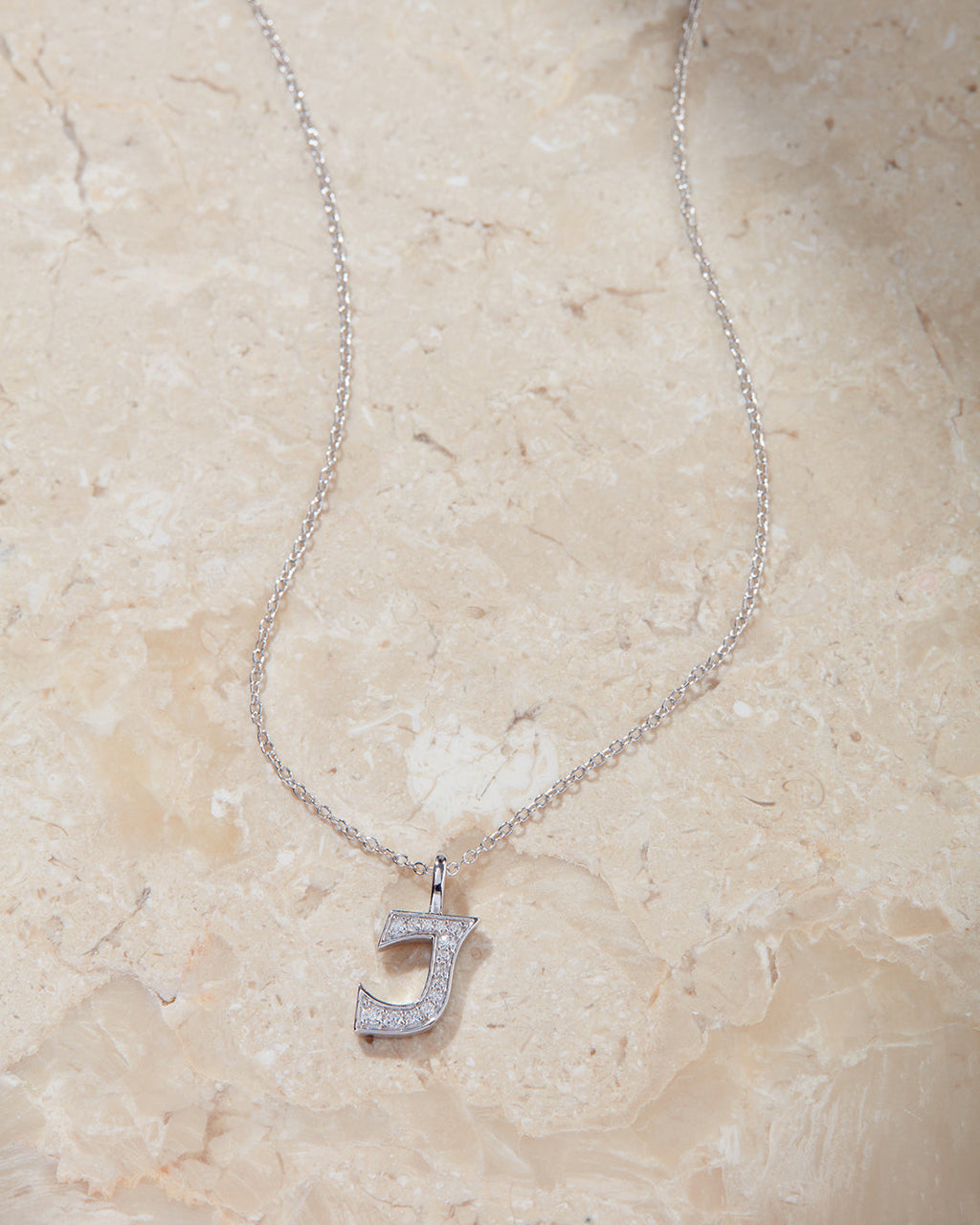 Pavé Initial Necklace— Vintage — alternate view