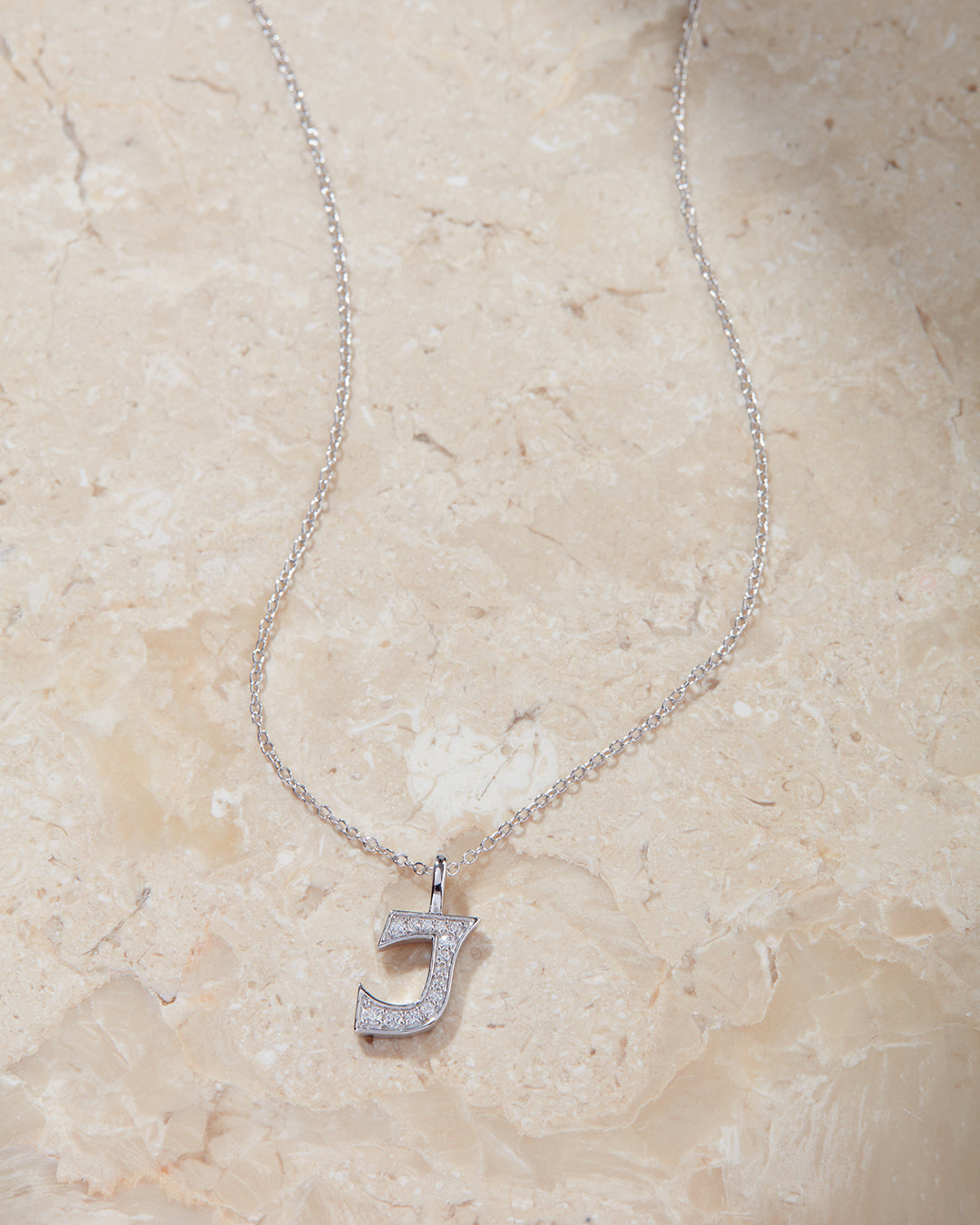 Pavé Initial Necklace— Vintage — alternate view