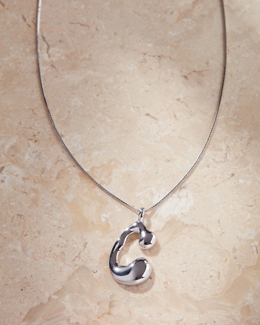 Goopy Letter Initial Charm Necklace — alternate view