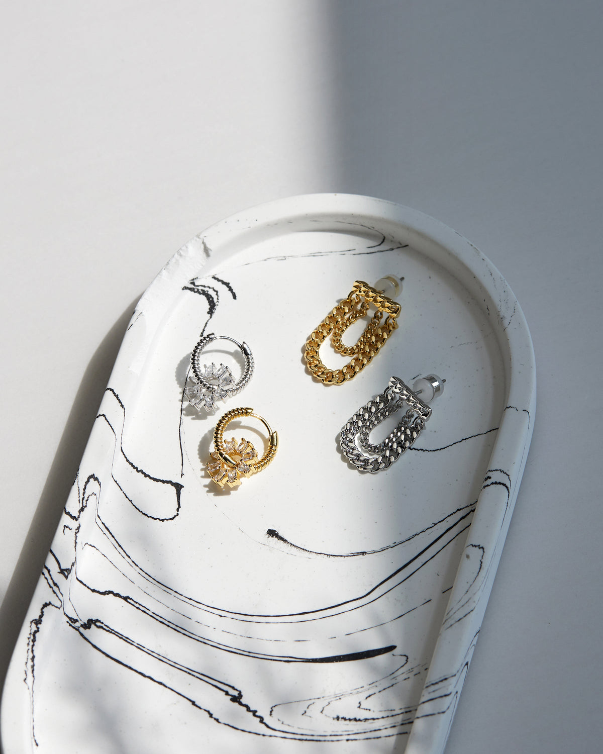 Louis Chain Studs - Silver — alternate view