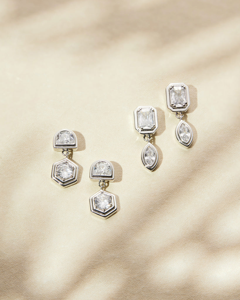 Stellar Bezel Studs Set - Silver - Earrings — alternate view