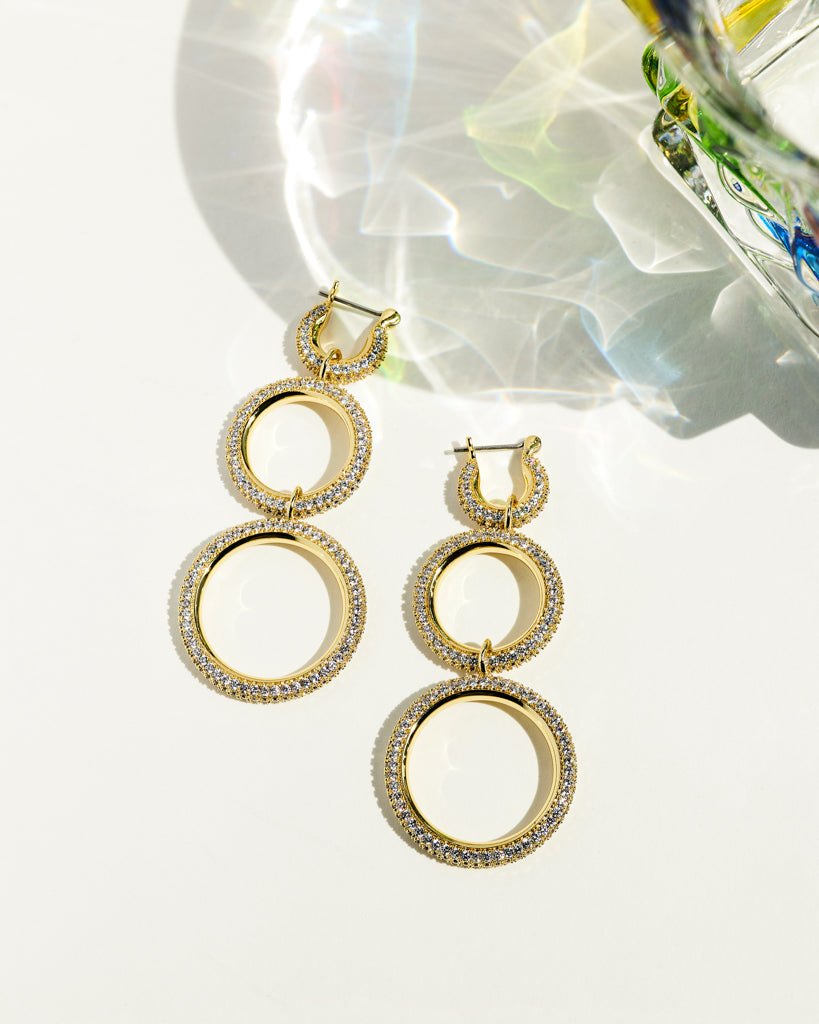 Triple Pavé Hoops - Gold — detail view