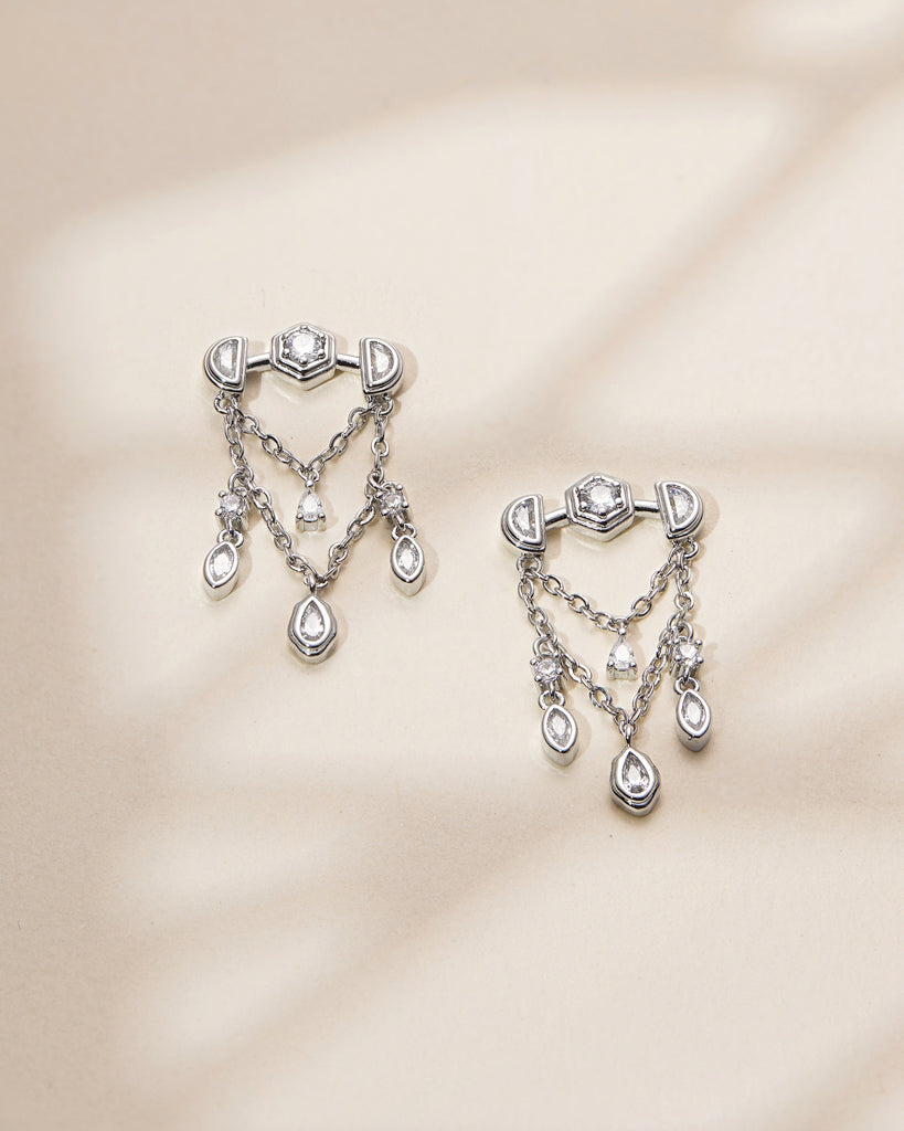 Stellar Bezel Shaker Studs - Silver - Earrings — alternate view